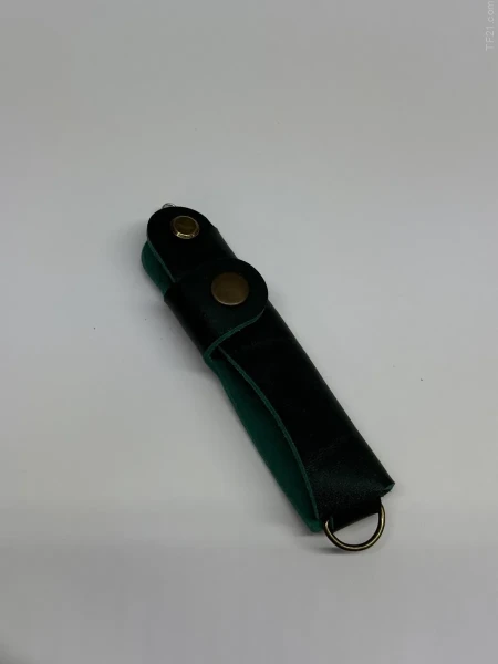 Ключница кожаная KeyCase ML Зелёный бархат с кольцом