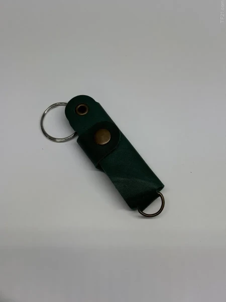 Ключница кожаная KeyCase M Зелёный Бархат с кольцом